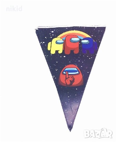 Амонг Ус Ъс Among Us Парти Гирлянд Знаменца Флаг Банер