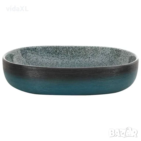 vidaXL Мивка за плот, тюркоаз, овална, 59x40x14 см, керамика, снимка 4 - Мивки - 56146190