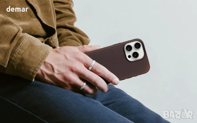 Кожен калъф maogoam за iPhone 16 Plus 6,7 инча, съвместим с MagSafe, метални бутони, тъмнокафяв, снимка 8 - Калъфи, кейсове - 49114725
