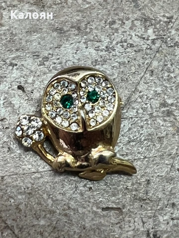 Брошка сова с камъчета , снимка 3 - Други - 51112249