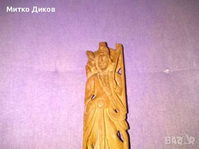 Дървена скулптура воин с лък 220х50х15мм отлична, снимка 3 - Декорация за дома - 51095605