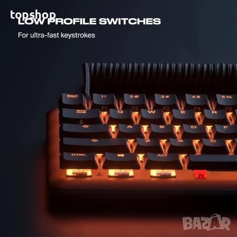 НОВА супер бърза клавиатура за електронни спортове Fnatic STREAK65 LP Черна, снимка 7 - Клавиатури и мишки - 50542375