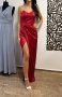 Червена сатенена бална рокля, снимка 1 - Рокли - 42140693