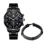 Мъжки елегантен водоустойчив часовник BASID / Цвят – черен със сребристи елементи