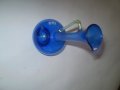 Рядка красива ръчно изработена  каничка от синьо стъкло, снимка 3