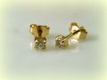 продадени!Златни обеци, жълто злато с цирконий 3 мм на щифт 1.06 грам, снимка 2