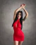 Червена къса стилна дамска рокля , снимка 4