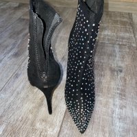 Разкошни официални  боти с камъни диаманти блестящи цирконий Shoe Aquarium, снимка 4 - Дамски боти - 42814251