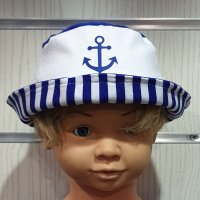 Нова детска шапка идиотка с синьо/бяло с Котва, от 1 година до 18 години, снимка 3 - Шапки, шалове и ръкавици - 29974287