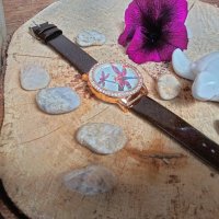 Дамски стилен часовник с пеперуди и кожена каишка в кафяво, снимка 4 - Дамски - 44367620