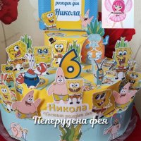 Картонена торта  Спондж Боб Sponge Bob, снимка 2 - Кетъринг - 22793663