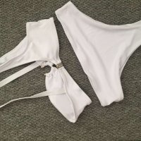 Бял бански рипс с едно рамо халка La Vela Beachwear, снимка 4 - Бански костюми - 35535201