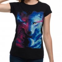 Нова дамска тениска с дигитален печат Вълк, GALAXY WOLF, Серия вълци, снимка 3 - Тениски - 29463595