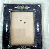 Стара декоративна рамка с емайл и камъчета, снимка 2 - Други ценни предмети - 30000485