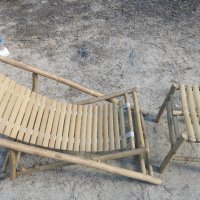 Бамбуков шезлонг със стол за крака , снимка 5 - Градински мебели, декорация  - 42770081