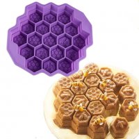 19 килийки голям пчелна медена пита силиконов молд форма за шоколадови бонбони желе гипс фондан, снимка 1 - Форми - 21544924
