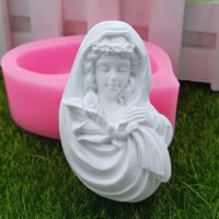 Момиче Дева Мария дълбок силиконов молд форма калъп фондан шоколад сапун гипс, снимка 1 - Форми - 29780102