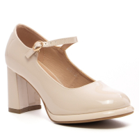 Дамски обувки тип "Мери Джейн" в бежово , снимка 1 - Дамски обувки на ток - 44774152