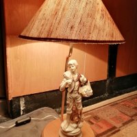 Стара Настолна Френска Лампа с Порцеланова Фигура, снимка 1 - Антикварни и старинни предмети - 39788453