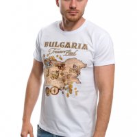 Нова бяла мъжка тениска с трансферен печат България - Treasure Land (Земя на съкровищата), снимка 9 - Тениски - 28213431