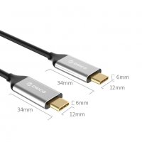 Кабел USB3.1 Type C към USB Type C Gen2 0.50m 5A Orico CCU-05-GY-BP Cable USB Type C M/F, снимка 3 - Кабели и адаптери - 34333146