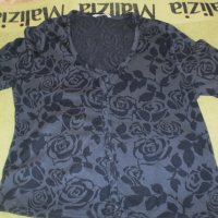 Блуза с копчета синьо и черно НЕМА, размеp L, нова, снимка 1 - Блузи с дълъг ръкав и пуловери - 37890430