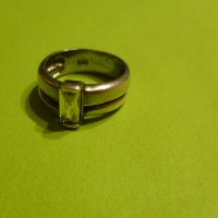 Масивен сребърен пръстен с голям бял кристал, снимка 4 - Пръстени - 38796161