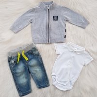 Боди риза H&M дънки и жилетка за бебе 1-2 месеца, снимка 15 - Комплекти за бебе - 42480666