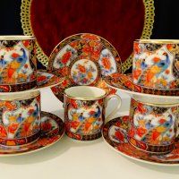 Чаша с чиния японски порцелан Eiwa Kinsei,злато,пауни. , снимка 10 - Антикварни и старинни предмети - 37925311