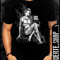 Черна тениска с щампа INKED GIRL, снимка 1 - Тениски - 42671339