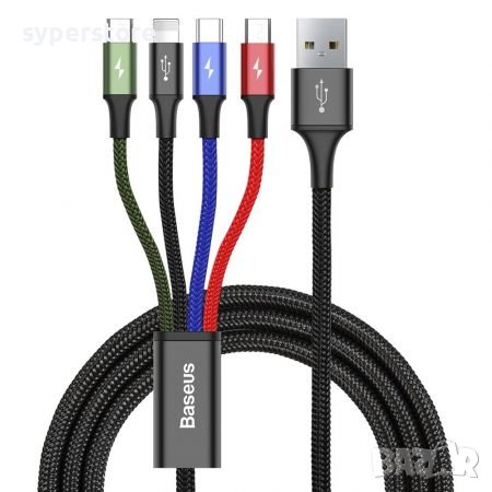Кабел USB към Lightning, Type C и 2 x Micro USB 4 в 1 3.5А Baseus CA1T4-C01 1.2m Cable 4 in 1, снимка 1