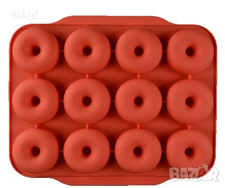 12 Средни понички донът донъти силиконов молд форма декорация торта фондан шоколад и др., снимка 1