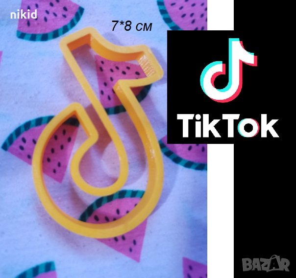 Tik Tok Тик Ток Лого пластмасов резец форма фондан тесто бисквитки, снимка 1