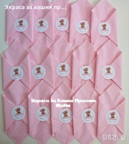 Салфетки за детски празник на тема Мече с името на детето , снимка 1