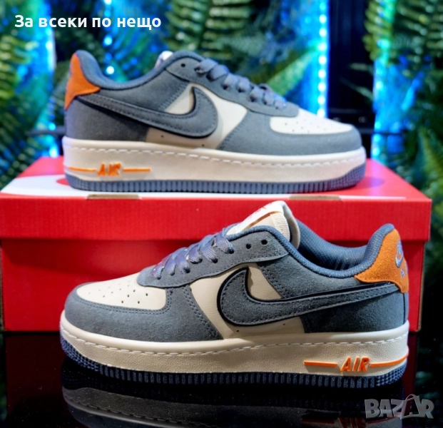 Nike Air Force 1 Дамски Маратонки С Кутия👟Дамски Спортни Обувки Сиво С Оранжево Код S102, снимка 1