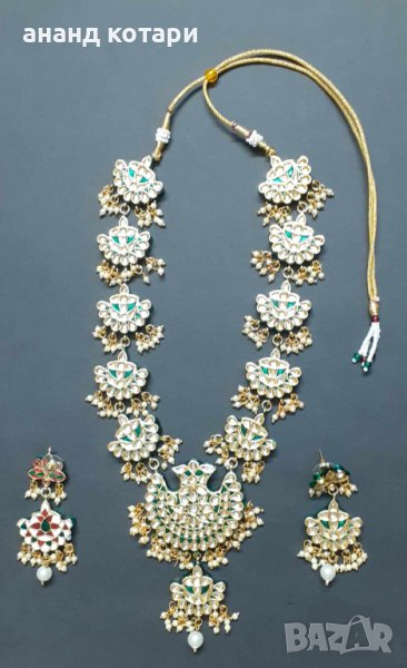 Индийски традиционни бижута Колие и обеци 2-Р, снимка 1