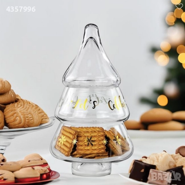 Стъклен буркан Mercado Trade, За сладки или бонбони, Елха, снимка 1