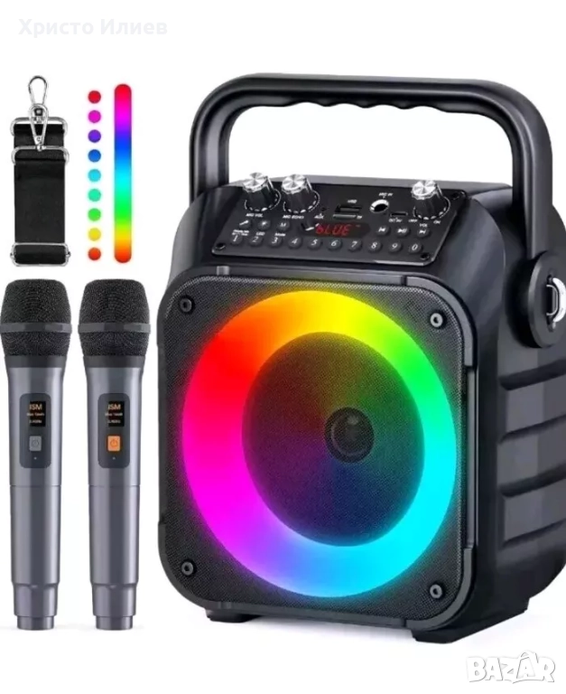 Караоке машина колона с два безжични микрофона, снимка 1