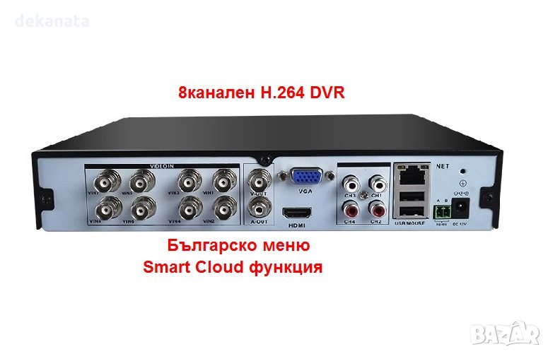 8канален H.264 DVR видеорекордер за видеоконтрол видеонаблюдение, снимка 1
