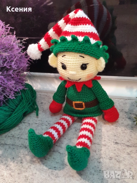 Плетена играчка Елф, Плетени, ръчно изработени, Подарък за Коледа, снимка 1