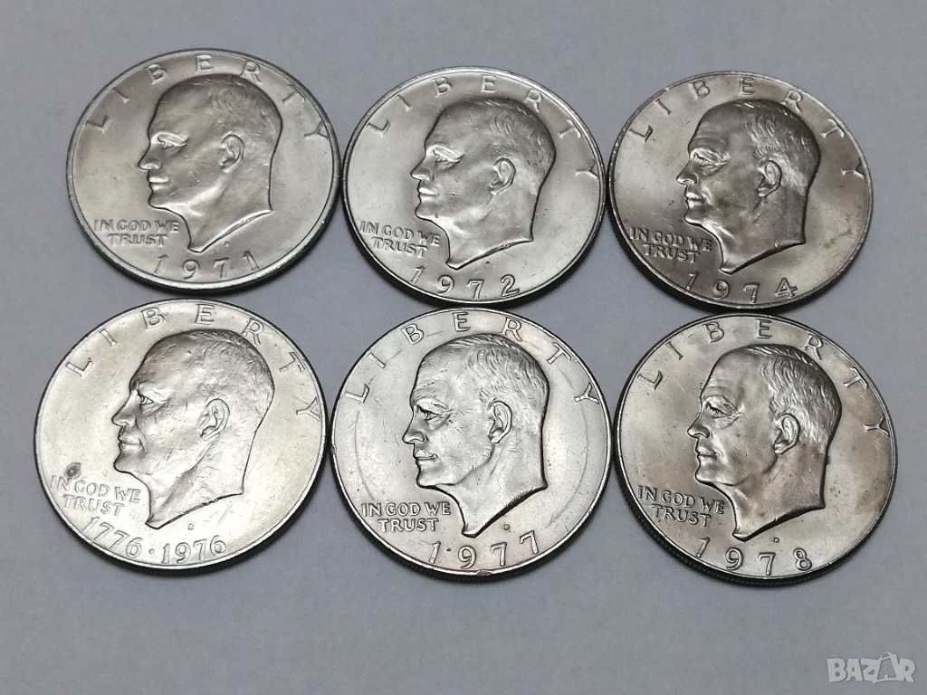6 бр. 1 долар Айзенхауер-1971,72,74,76,77,78 г., снимка 1