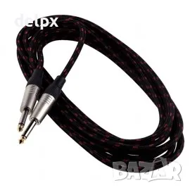 Кабел с оплетка за китара/синтезатор MONO 6,3mm JACK(м) 5m, снимка 1