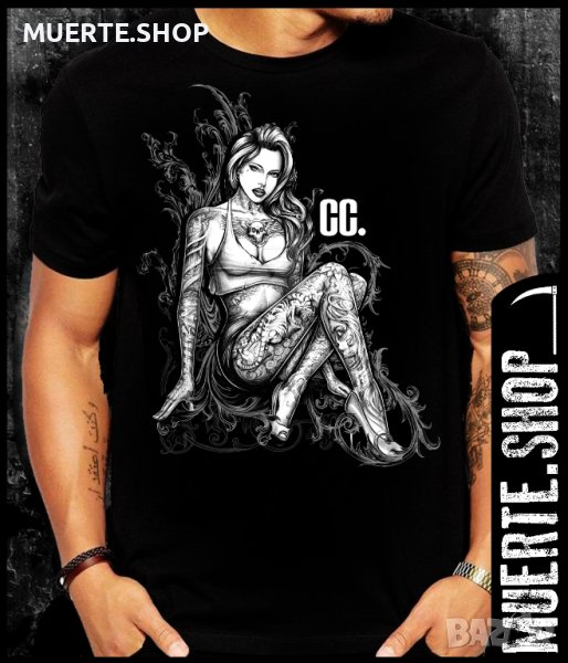 Черна тениска с щампа INKED GIRL, снимка 1