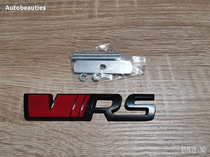 Skoda VRS надпис за решетка червено с черно, снимка 1
