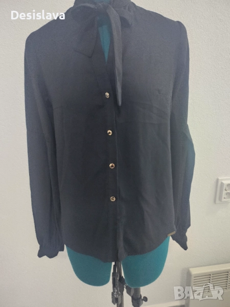 Черна риза, ефект ръкав, снимка 1