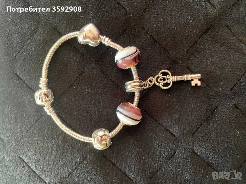 Сребърна гривна с талисмани 5, снимка 1