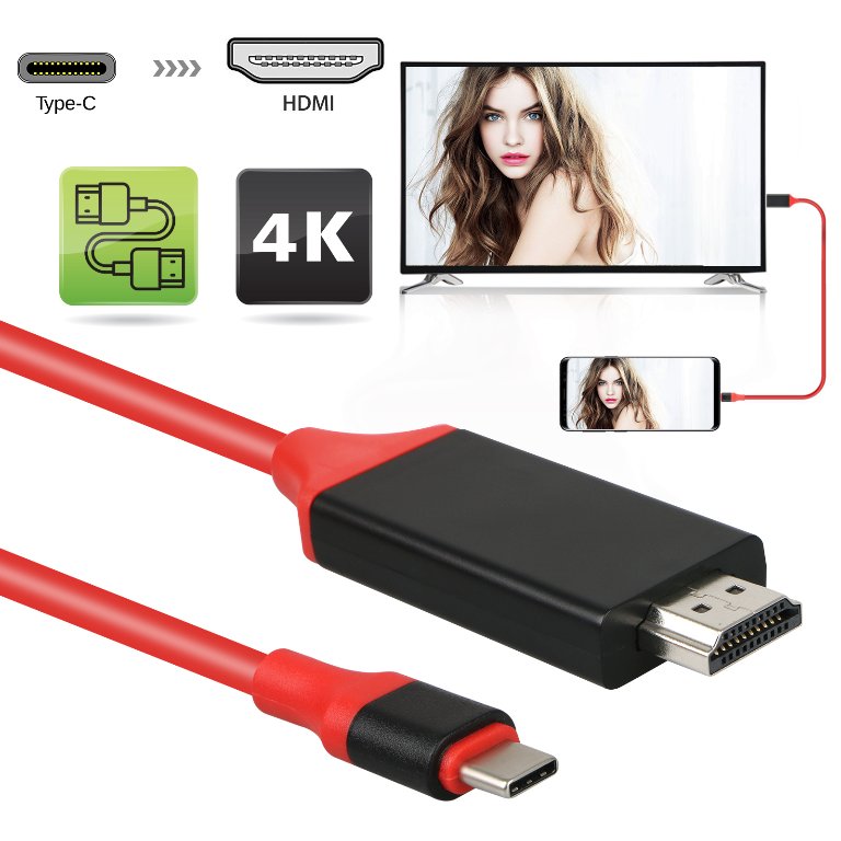 USB Type-C към HDMI кабел за връзка на Android смартфон/телефон/проектор с  телевизор/монитор в Кабели и адаптери в гр. Смолян - ID33756746 — Bazar.bg
