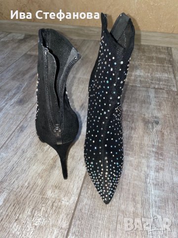 Разкошни официални  боти с камъни диаманти блестящи цирконий Shoe Aquarium, снимка 4 - Дамски боти - 42814251