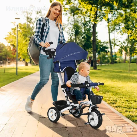 Детска триколка HOMCOM 6 в 1 с дръжка, снимка 4 - Детски велосипеди, триколки и коли - 56343380