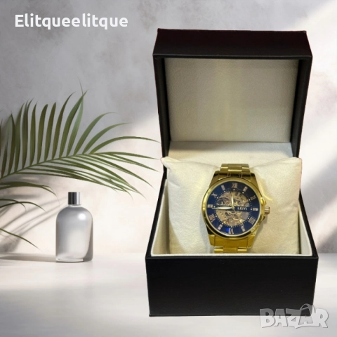Луксозен и елегантен мъжки златист часовник LEIYI, снимка 3 - Мъжки - 52278120